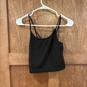 No Boundaries Black Ribbed Double-Strap Crop Camisole